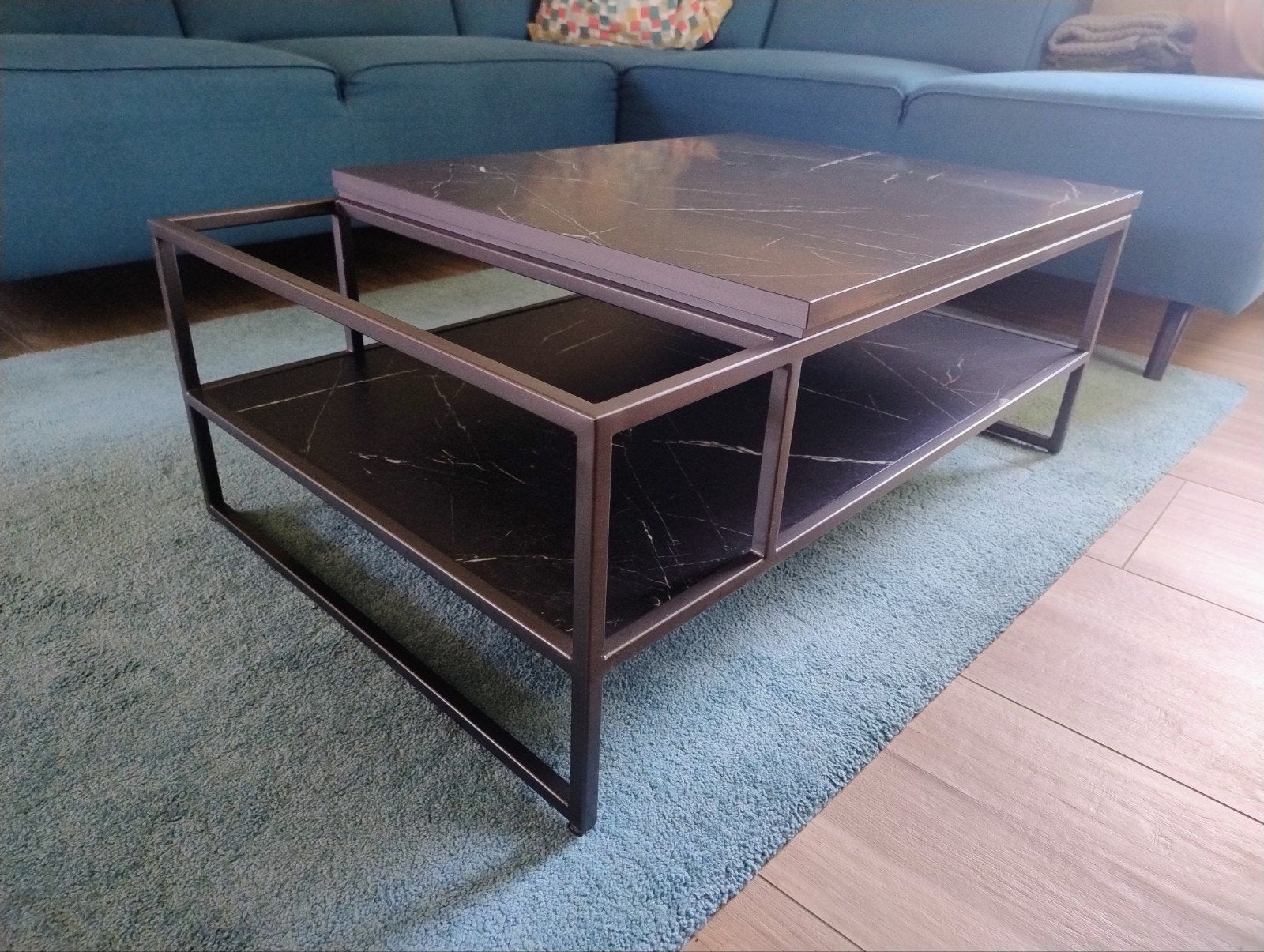 Xooon Bogota salontafel – Marmerlook – Metaal grafiet, Huis en Inrichting, Tafels | Salontafels, Ophalen, 50 tot 100 cm, 50 tot 100 cm