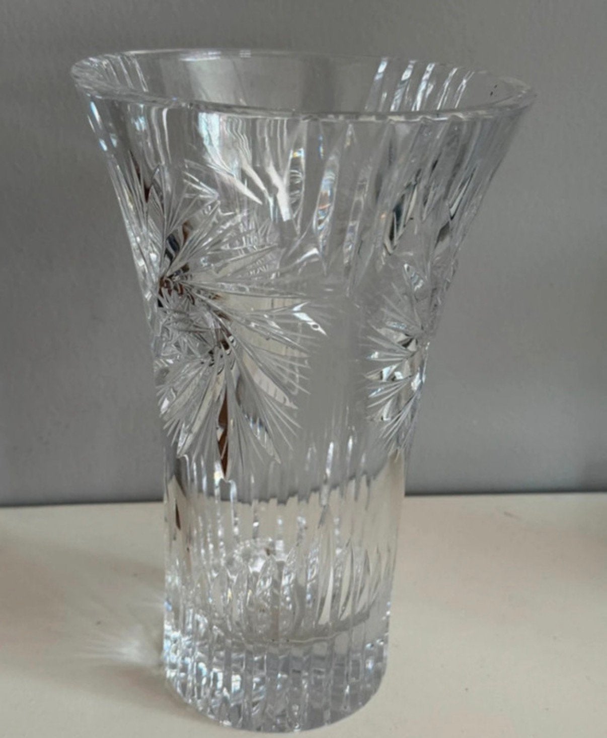 Prachtige hoge kristallen vaas 20 cm hoog, Ophalen of Verzenden