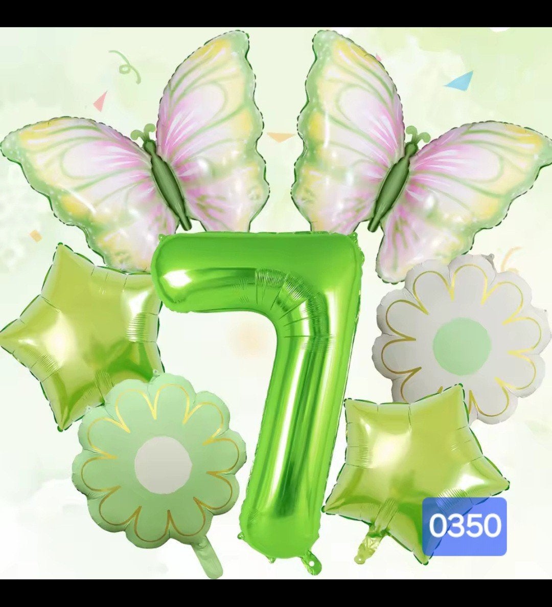 Ballonnen set '7' met vlinders en bloemen - Nieuw, Ophalen, Nieuw, Feestartikel, Verjaardag