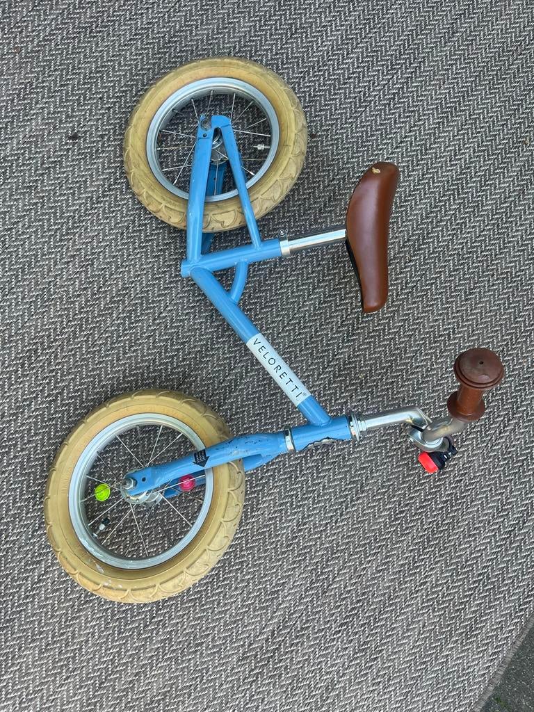 Veloretti Loopfiets - Blauw met bruin zadel, Ophalen, Gebruikt, Loopfiets