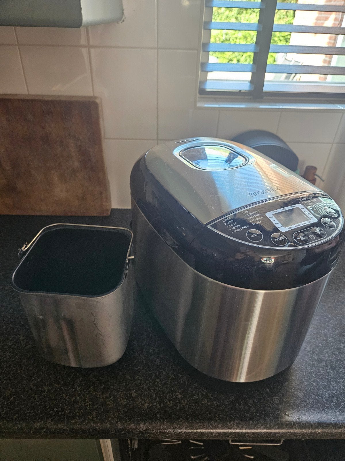 Brabantia Broodbakmachine RVS - ZGAN met 19 standen, Witgoed en Apparatuur, 800 tot 1200 gram deeg, Zo goed als nieuw, Kijkvenster