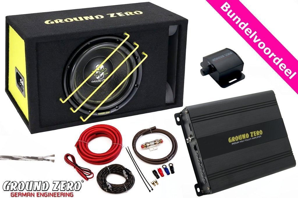 Zware Ground Zero 30SPL Bundelset 1350W/900Wrms + Kabels, ., Nieuw, Ophalen of Verzenden, .