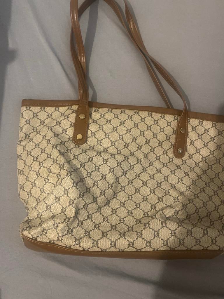 Stijlvolle School Handtas met Monogram Patroon, Sieraden, Tassen en Uiterlijk, Tassen | Damestassen, Ophalen of Verzenden, Gebruikt