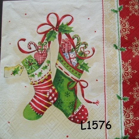 Servetten decoupage/bullet journal * kerstkousen L1576, Verzenden, Nieuw