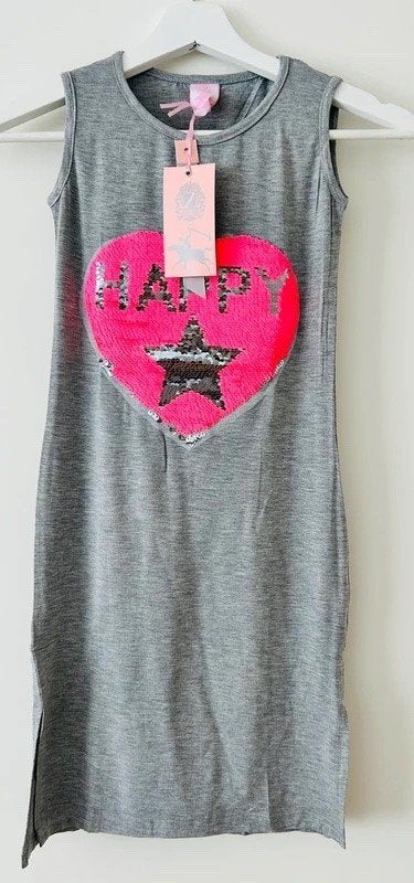 Gloednieuwe katoenen jurk met glitter hart, Ophalen, Zero Jeans, Meisje, Nieuw