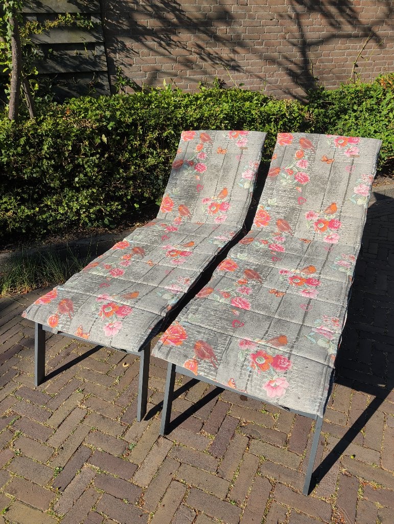 2x Bellagio ligbed | Aluminium & textileen | Incl. kussens, Ophalen, Gebruikt, Aluminium, Verstelbaar