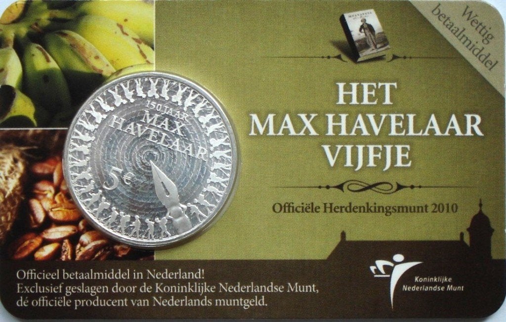 Nederland 5 euro 2010 (UNC, Max Havelaar vijfje coincard), Ophalen of Verzenden, Koningin Beatrix, Euro's