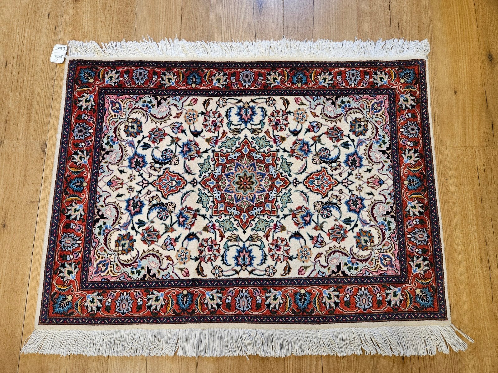 Handgeknoopt perzisch tapijt tabriz 50raj 91x67, Info@SlatsAntiek.nl, Crème, 50 tot 100 cm, Perzisch