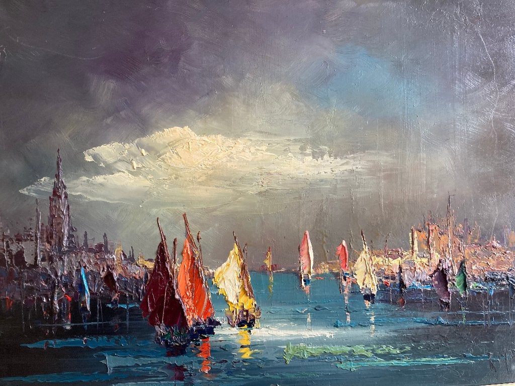 schilderij van K. Manders, Ophalen, Gesigneerd, Overig onderwerp, Olieverf