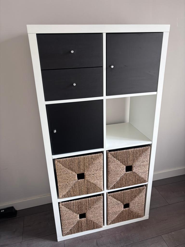 Kallax Ikea met Knispa manden en inzetten, Huis en Inrichting, Ophalen, Gebruikt