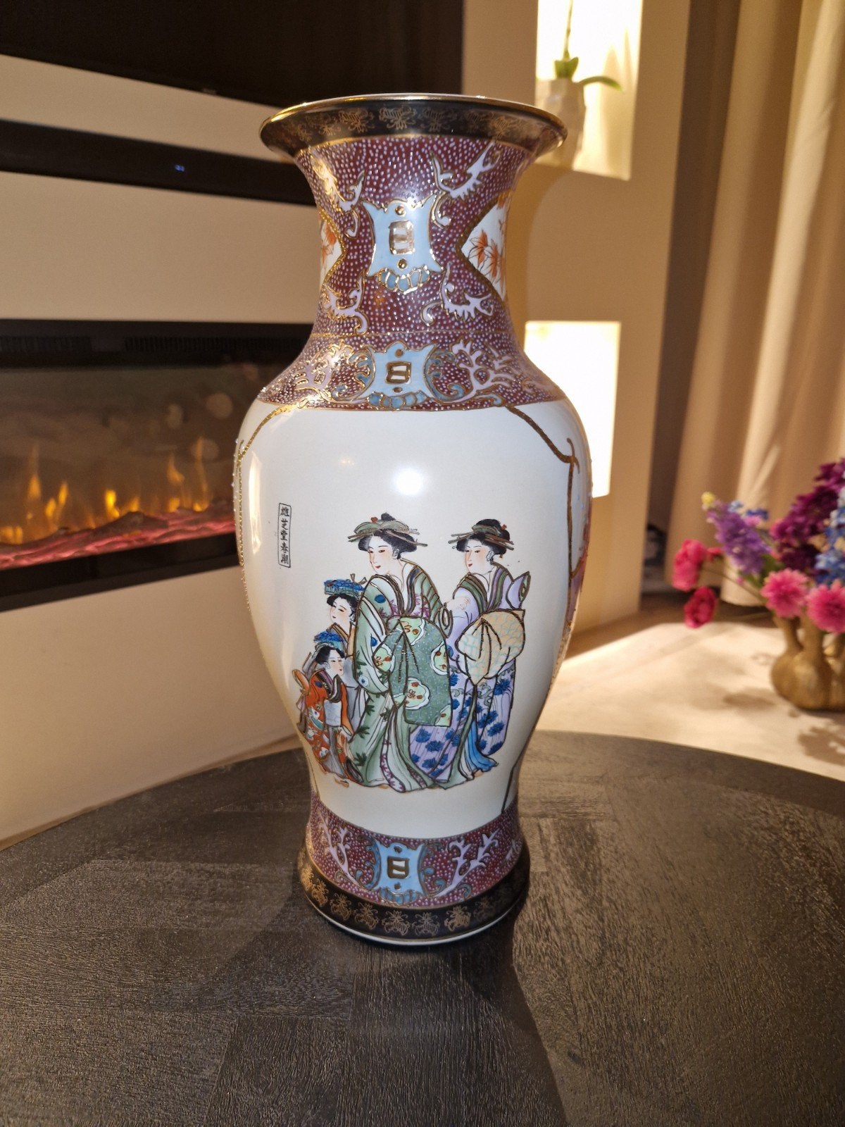 Prachtige Satsuma vaas - Handgeschilderd, Made in China, Antiek en Kunst, Ophalen of Verzenden