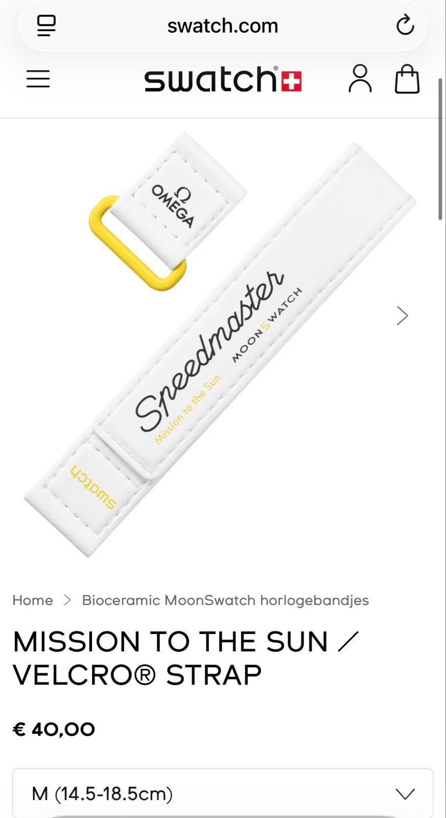 Bandje Swatch x Omega Moonswatch Mission to the Sun, Overige merken, Kunststof, Polshorloge, Overige materialen