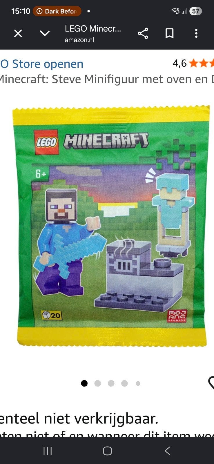 LEGO Minecraft Steve Minifiguur met oven en D, Kinderen en Baby's, Speelgoed | Bouwstenen, Ophalen of Verzenden, Nieuw, Overige merken