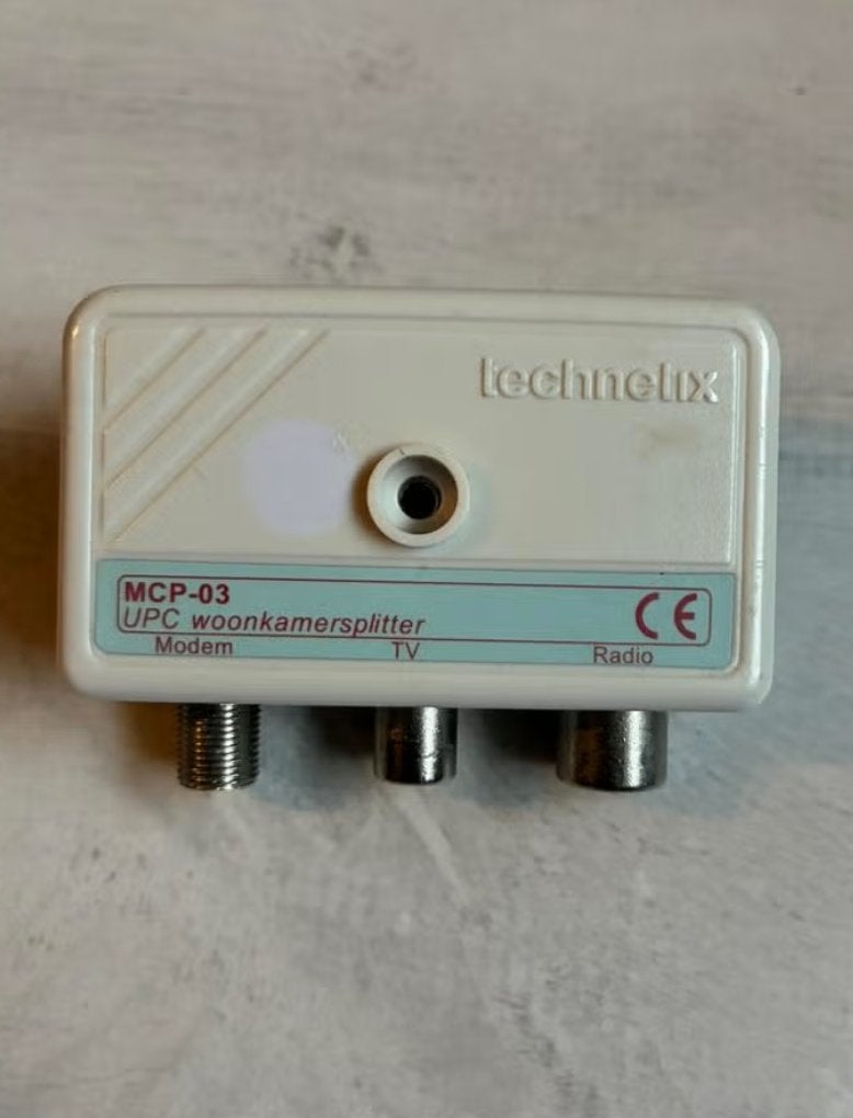 Technetix MCP-03 Coax Woonkamersplitter, Ophalen of Verzenden, Zo goed als nieuw, Minder dan 2 meter, Coaxiale kabel