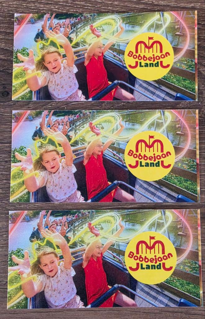 3 tickets Bobbejaanland, Alle leeftijden, Ophalen of Verzenden, Zo goed als nieuw