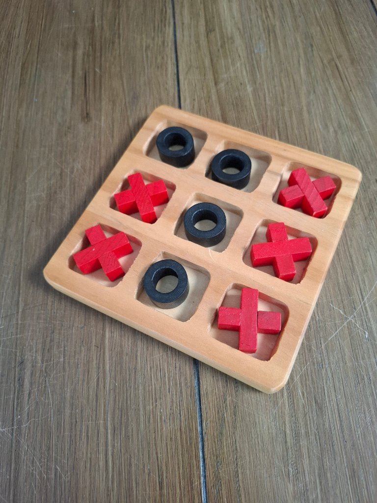 Houten boter kaas en eieren spel – handgemaakt, Ophalen of Verzenden, Zo goed als nieuw