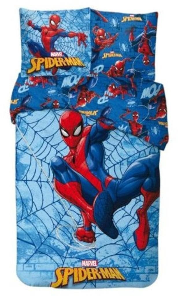 Spiderman Dekbedovertrek 140 x 200 cm Katoen - Urban Hero, Eenpersoons, Blauw, Dekbedovertrek, Katoen