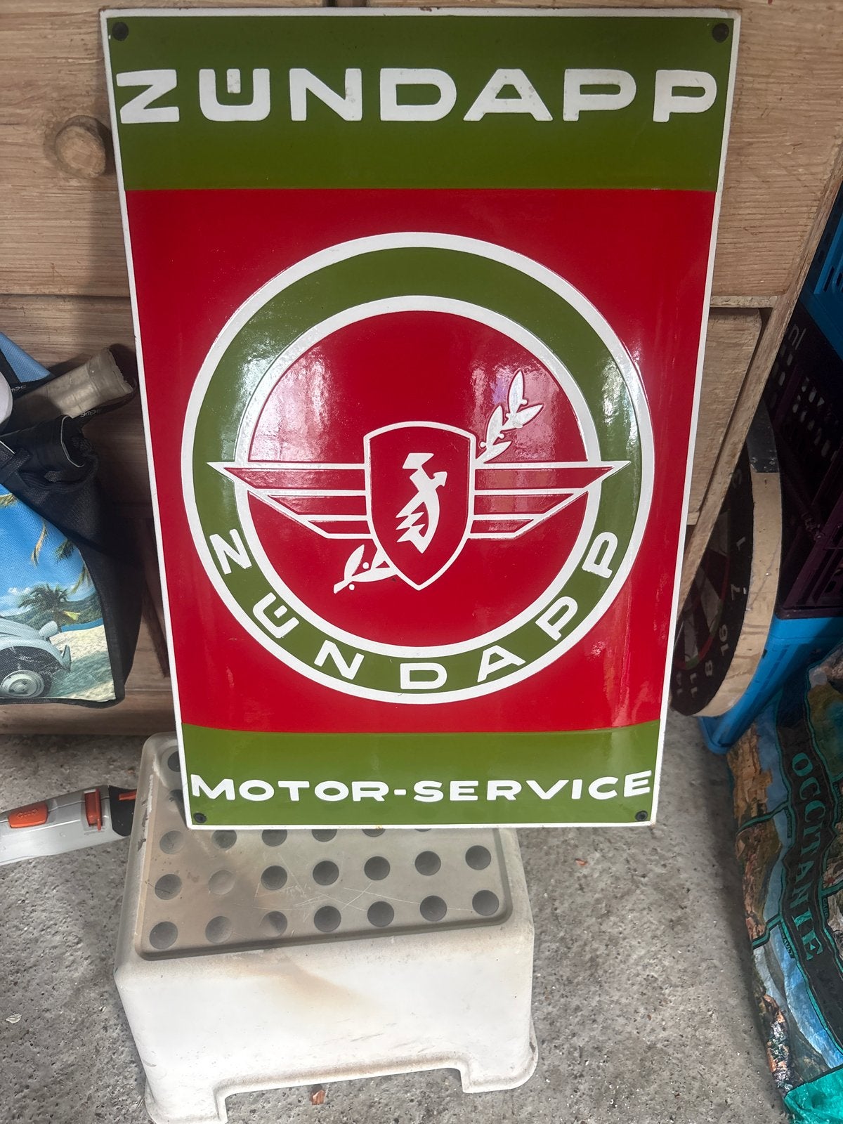 Vintage Zündapp Motor-Service Emaille Reclamebord, Antiek en Kunst, Ophalen of Verzenden