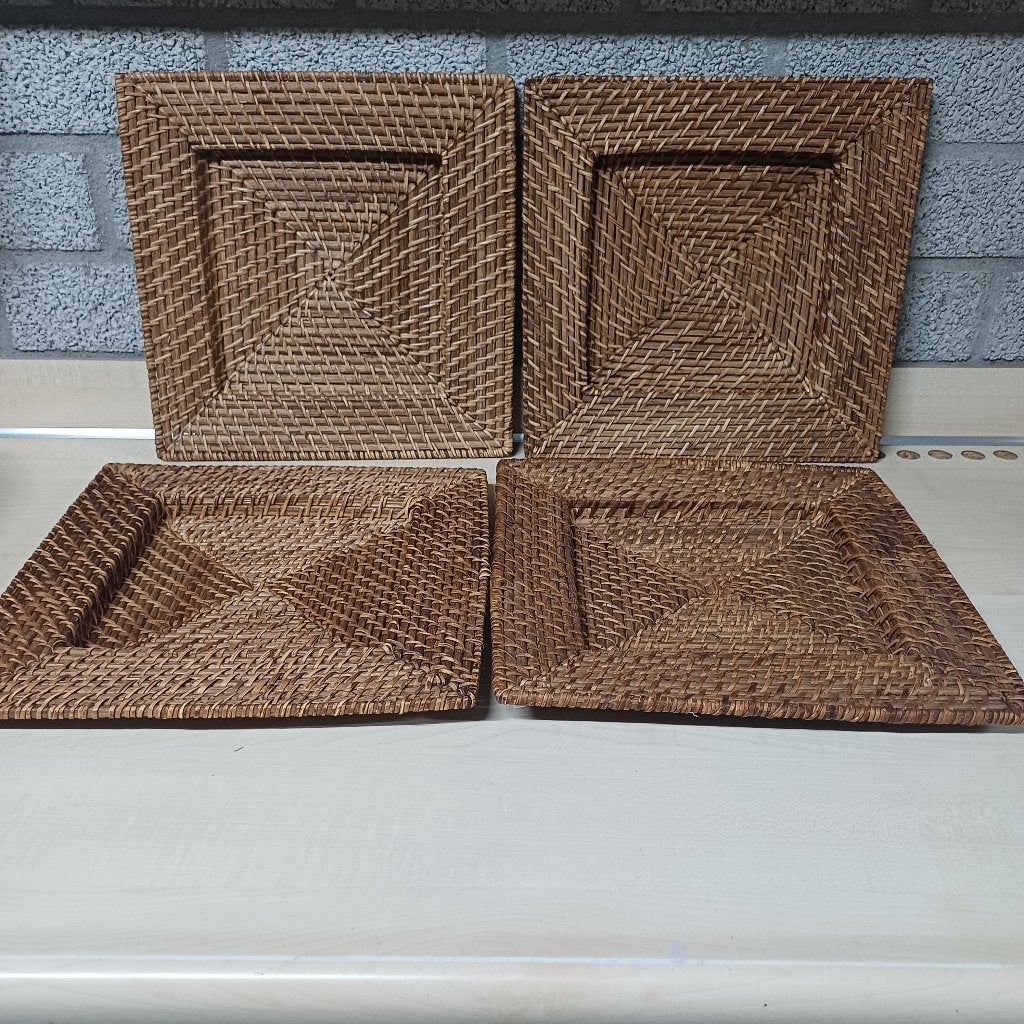 4 vintage rotan onderborden, Ophalen of Verzenden