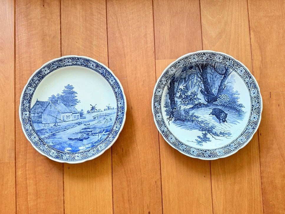 Set van 2 Delfts blauwe wandborden, Boch Royal Holland, Ophalen