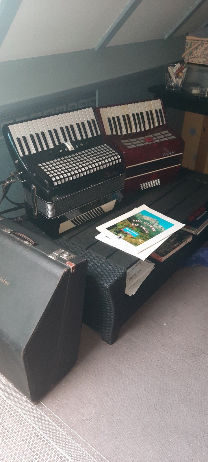 Paoloni Accordeon met koffer en riemen -, Muziek en Instrumenten, Accordeons, Ophalen, Gebruikt