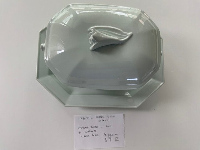 J.L. Coquet Limoges Lotus opdienkom - celadon, Ophalen of Verzenden
