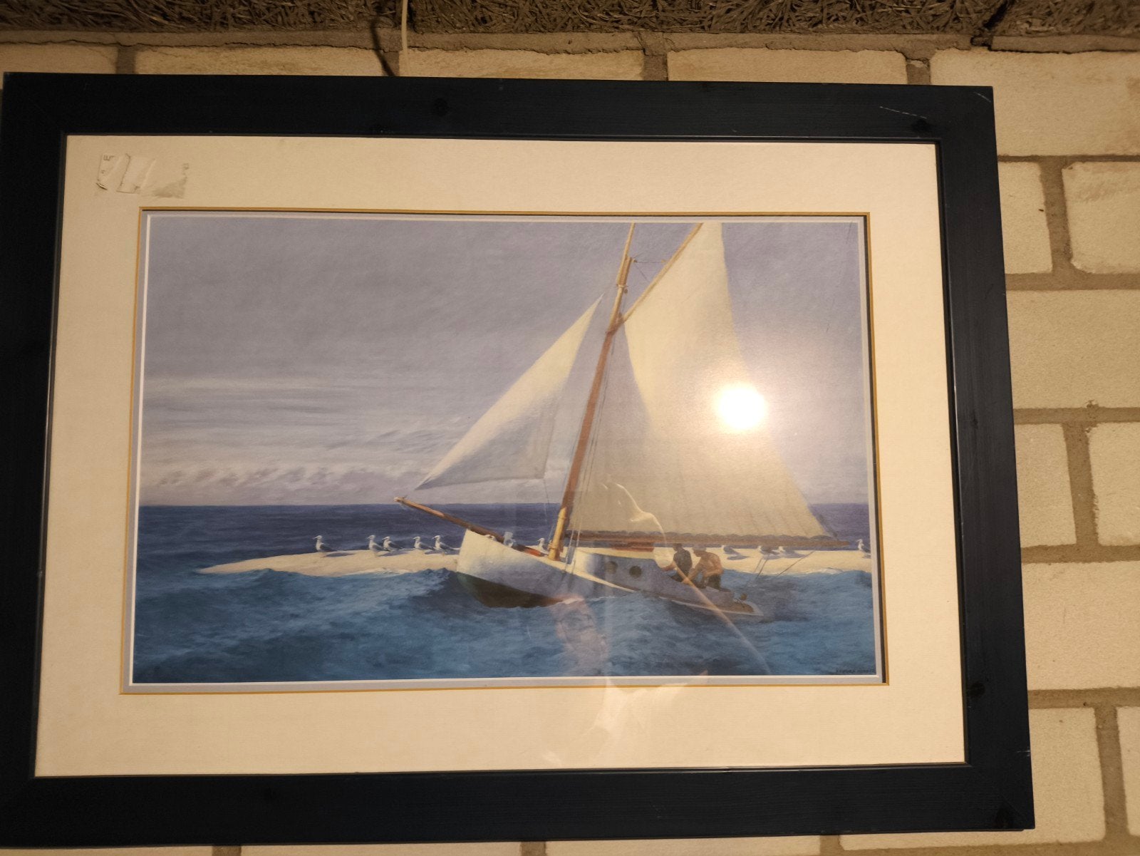 Ingelijste print van zeilboot op zee, Ophalen, Maritiem / water, Realistisch, Ingelijst