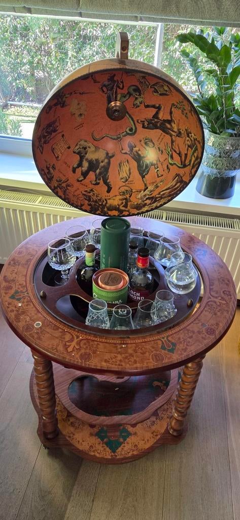 Zoffoli Barglobe met antiek kaartbeeld, Ophalen of Verzenden, Gebruikt