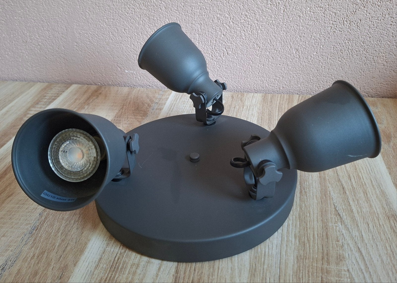 IKEA HEKTAR plafondlamp 3 spots – donkergrijs, Ophalen of Verzenden, Gebruikt