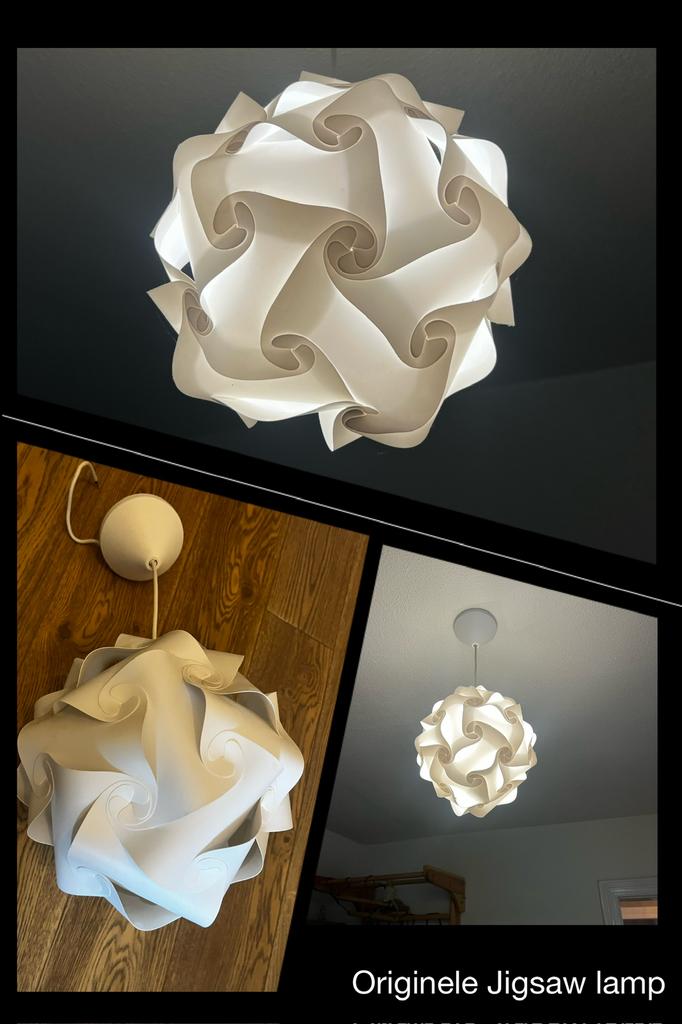 Plafondlamp Japandi stijl: Originele Jigsaw lamp, wit, Ophalen of Verzenden, Zo goed als nieuw, Kunststof