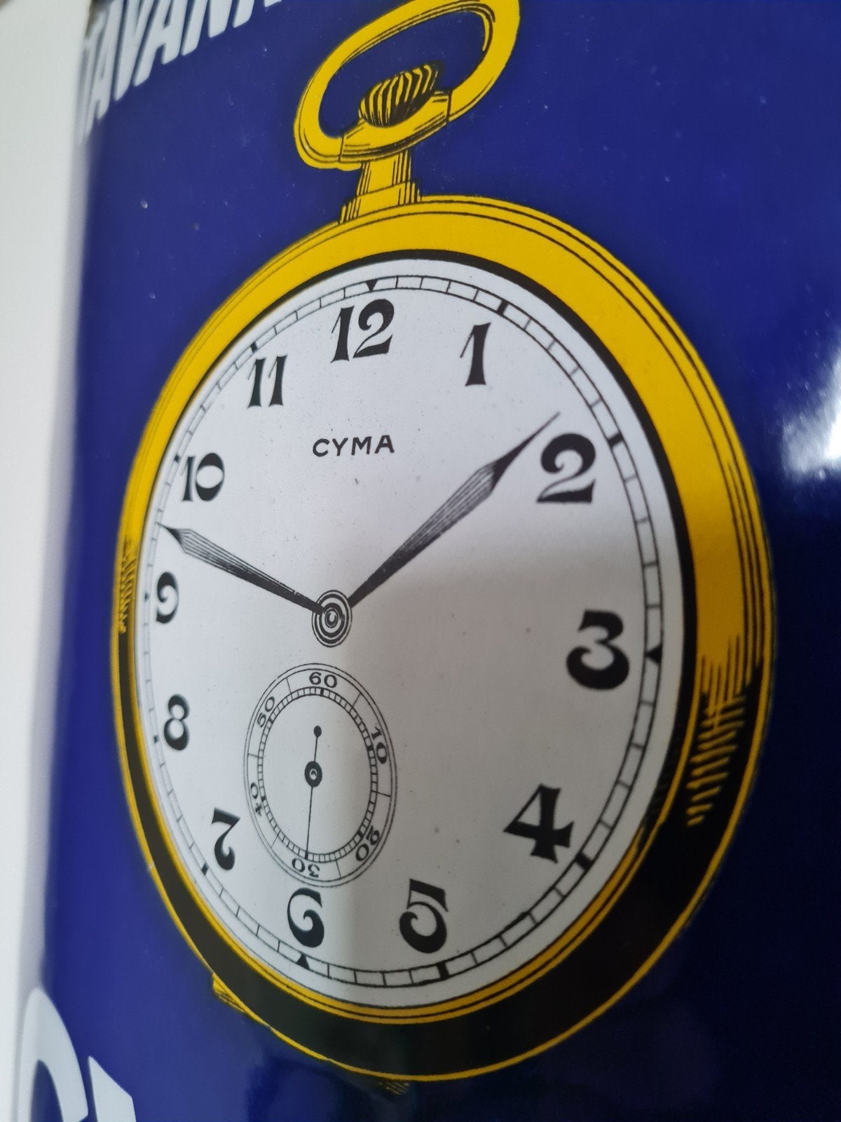 Emaille bord Cyma Watch 1928, Ophalen of Verzenden