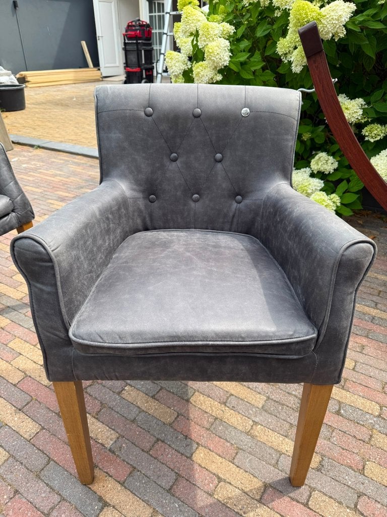Riviera Maison eetkamerstoelen (4 stuks), Ophalen, Leer, Gebruikt, Bruin