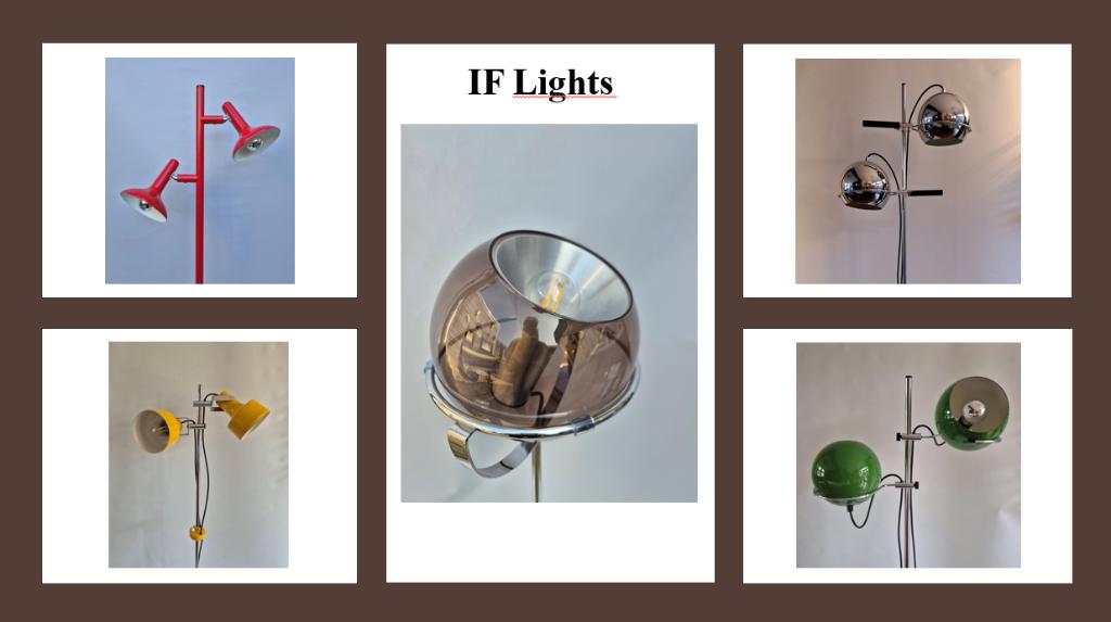 IF Lights | Vintage designlampen | Gepo Raak Herda Anvia etc, Huis en Inrichting, Lampen | Vloerlampen, -, -, Ophalen of Verzenden