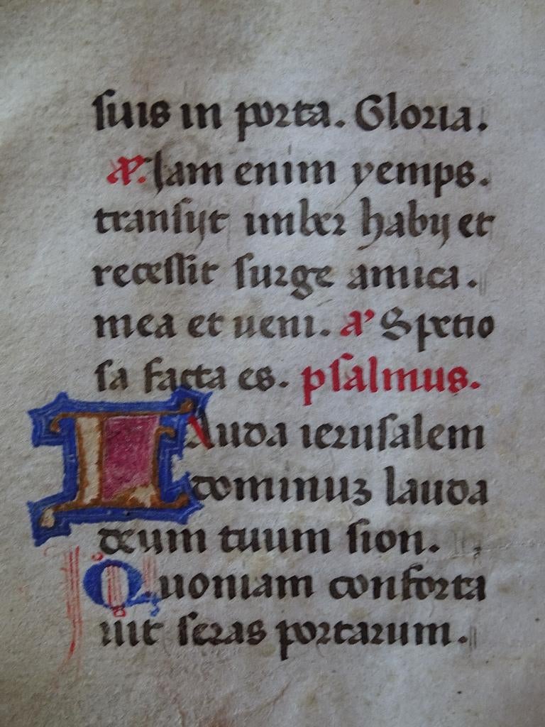 miniatuur Getijdenboek manuscript perkament 6, Italie 1400, Antiek en Kunst, Verzenden