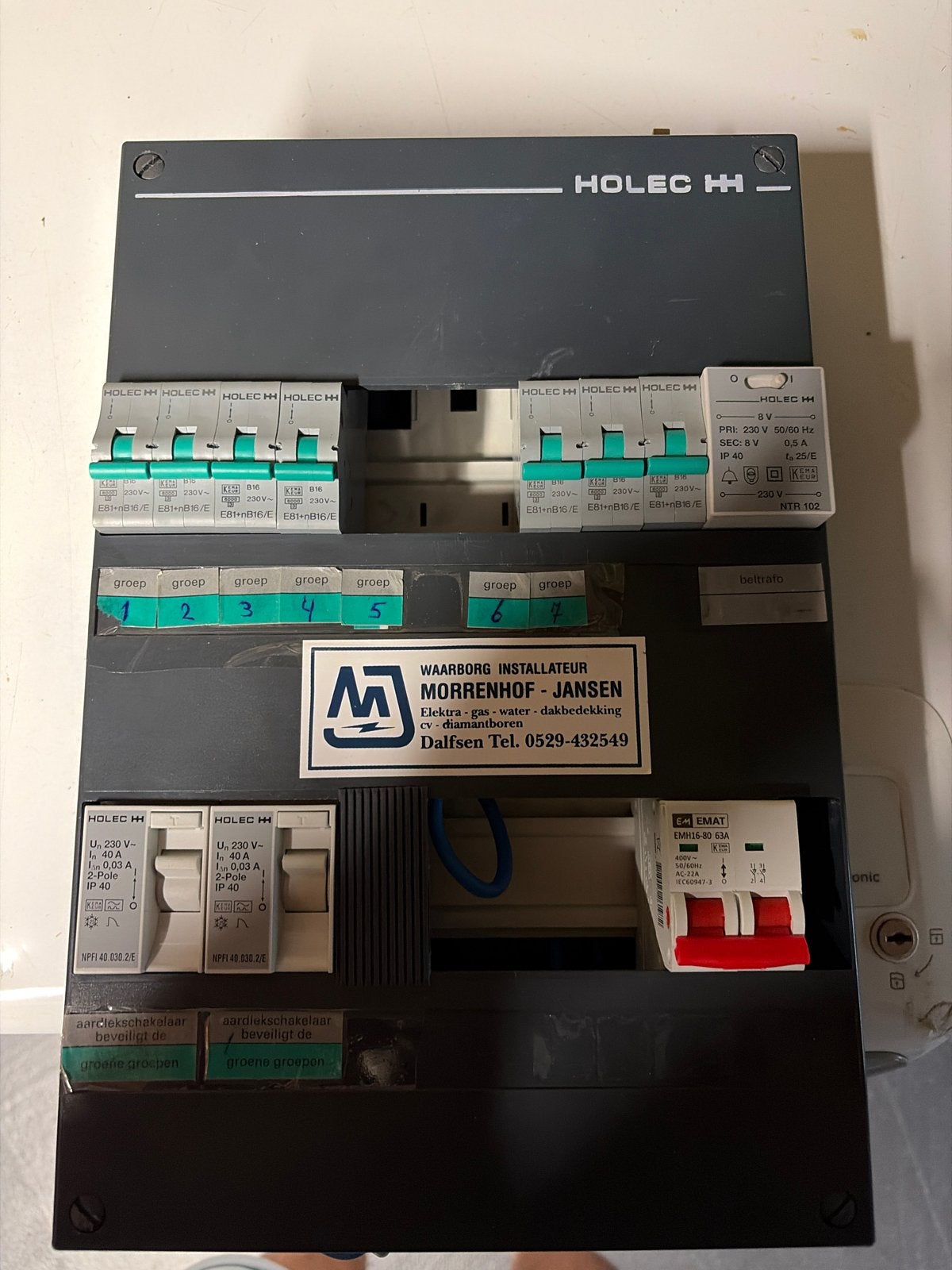 Holec Groepenkast met Aardlekschakelaars en Installatieautom, Ophalen of Verzenden, Gebruikt, Overige merken, Groepenkast