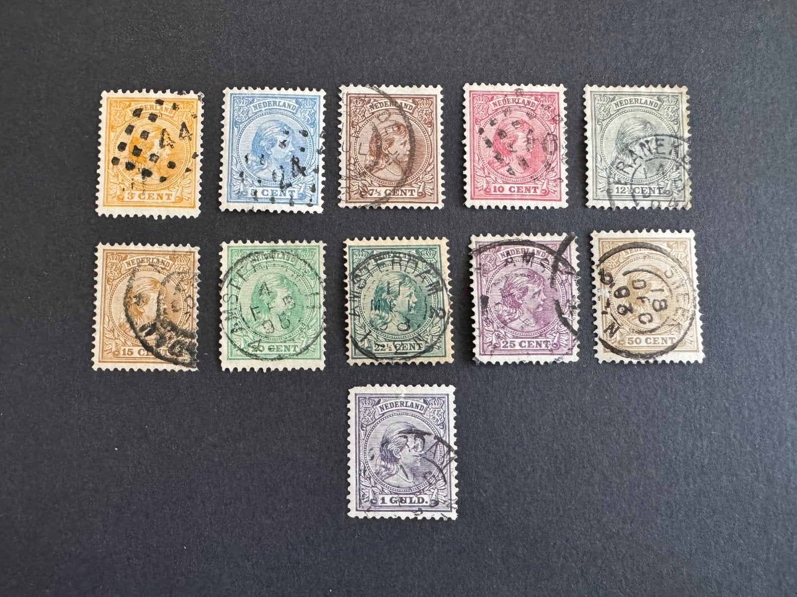 1891-1894 Kon Wilh hangend haar NVPH nr 34-44 gest (lees b!), Postzegels en Munten, Postzegels | Nederland, Verzenden, T/m 1940