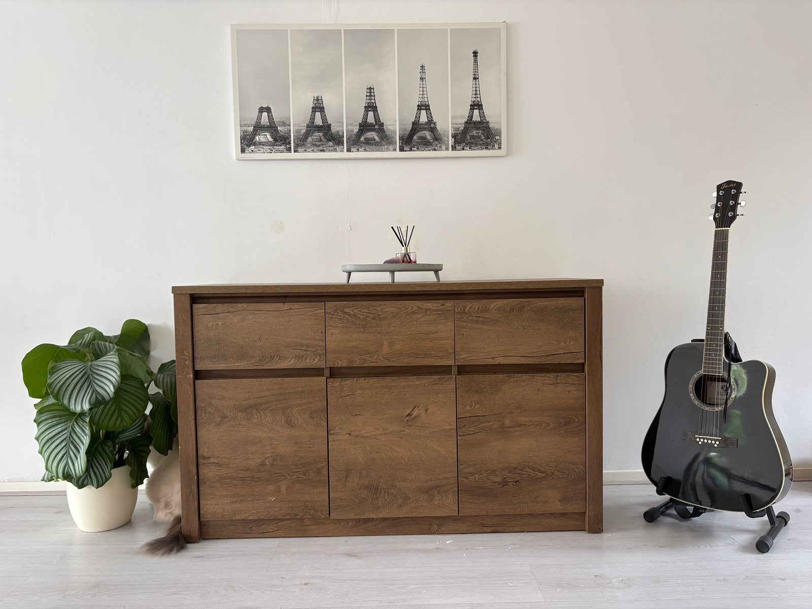 JYSK VEDDE dressoir – donker eiken | Moet snel weg!, Ophalen, 100 tot 150 cm, Zo goed als nieuw, 25 tot 50 cm