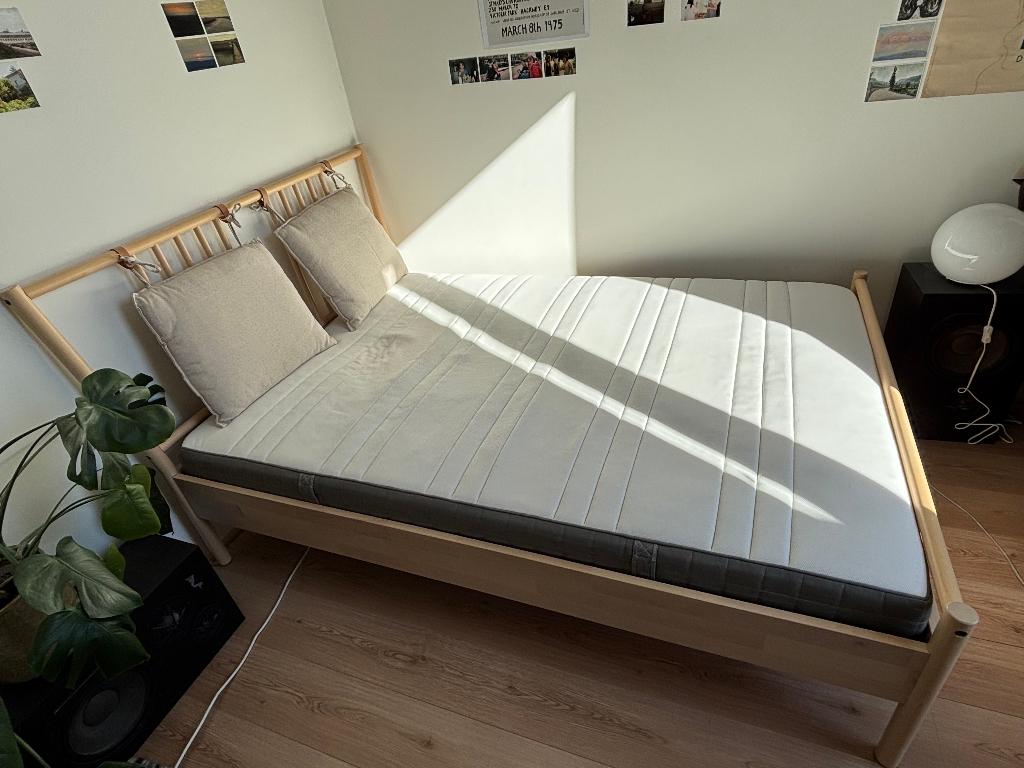IKEA bed Björksnäs 140 x 200 with mattress, Ophalen, Gebruikt, Overige kleuren, Tweepersoons