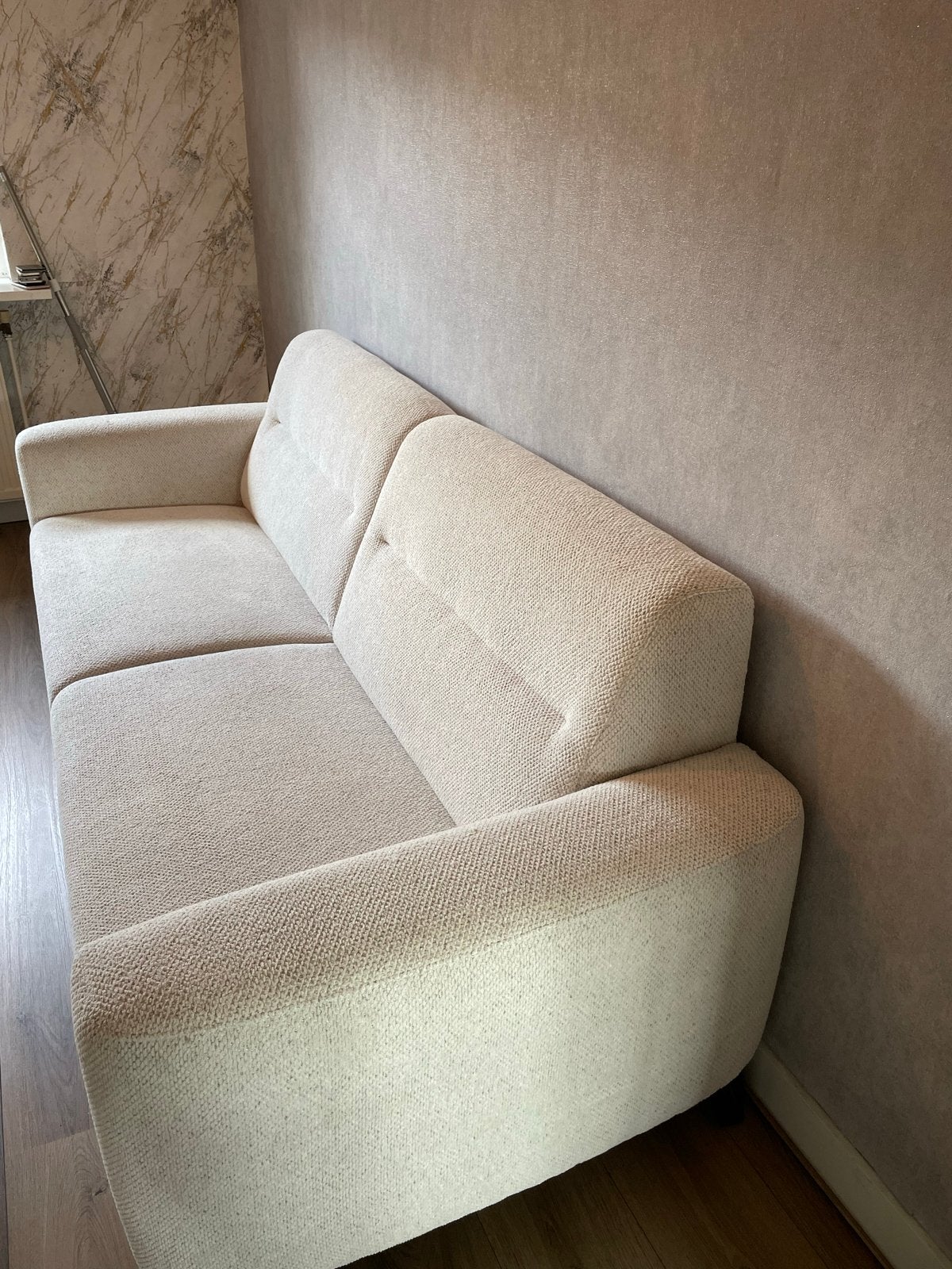 Comfortabele 2-zitsbank - Crème stof, Ophalen, 150 tot 200 cm, Tweepersoons, 75 tot 100 cm
