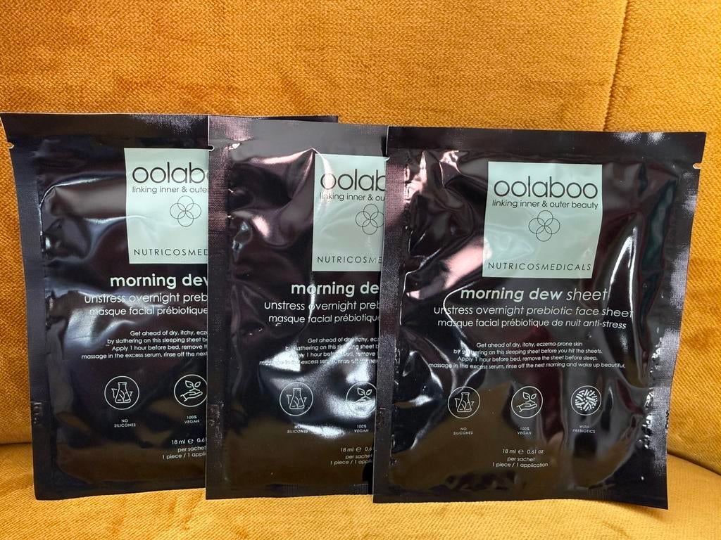 Oolaboo Morning Dew Unstress Overnight Prebiotic face sheet, Ophalen of Verzenden, Nieuw, Gehele gezicht, Verzorging