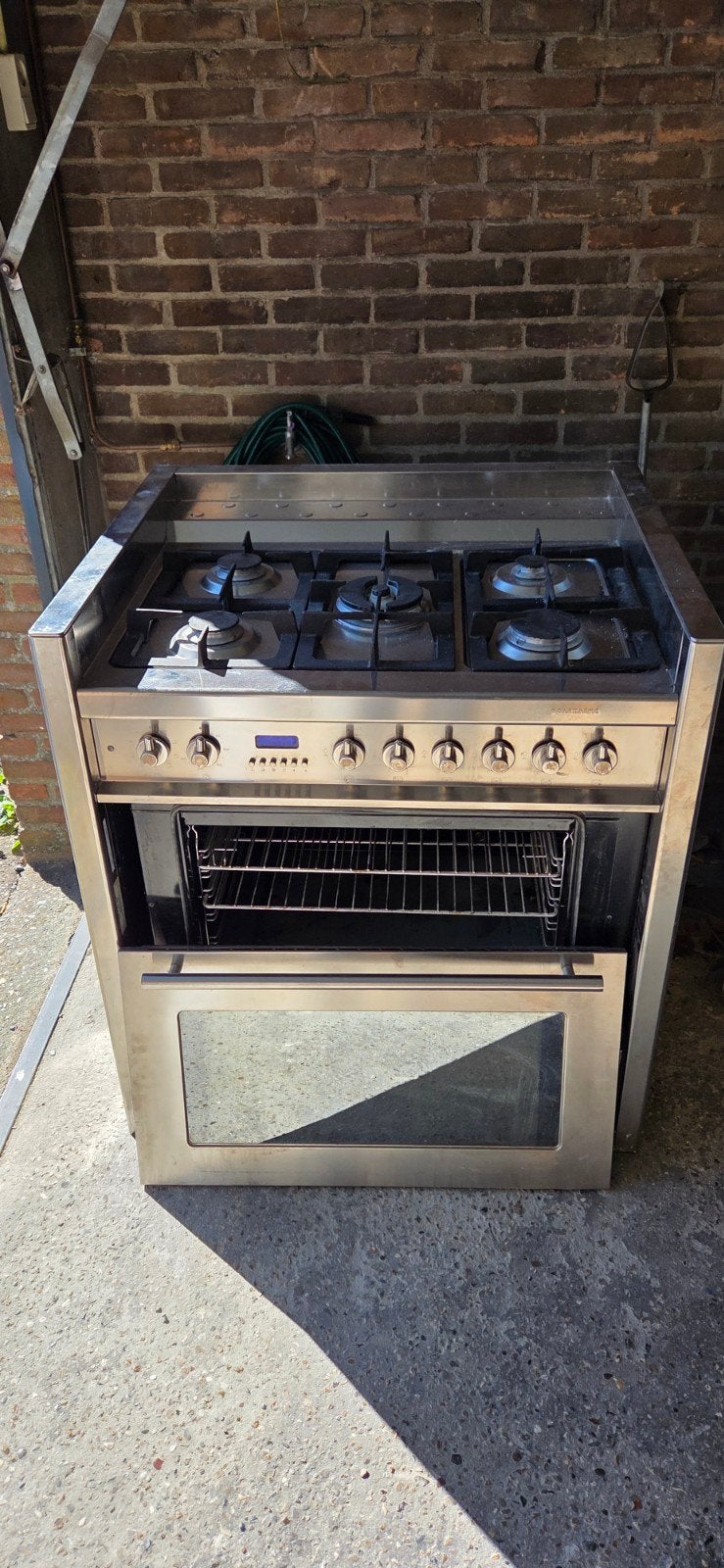 Vrijstaand gasfornuis met oven - RVS, Witgoed en Apparatuur, Gebruikt, 60 cm of meer, Ophalen of Verzenden, Gas