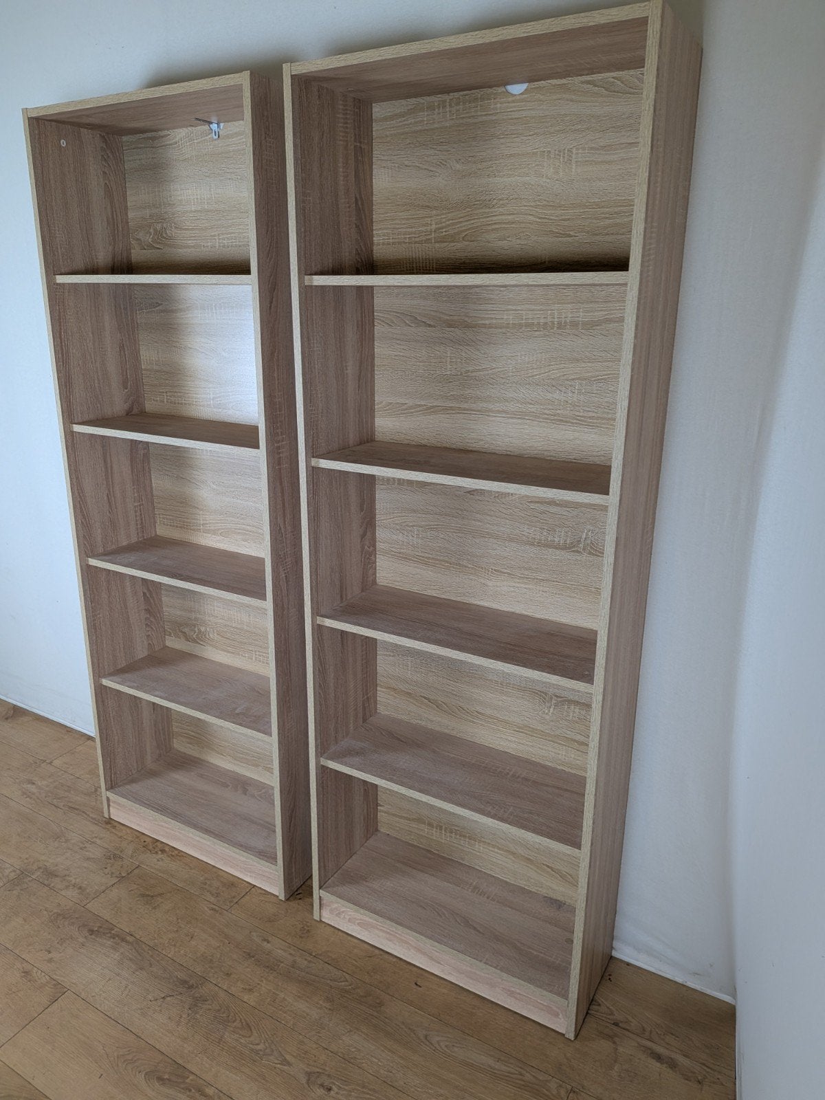 2x JYSK Boekenkast Licht Eiken – 197 x 70 cm – Set, Met plank(en), 200 cm of meer, Zo goed als nieuw, Onbekend