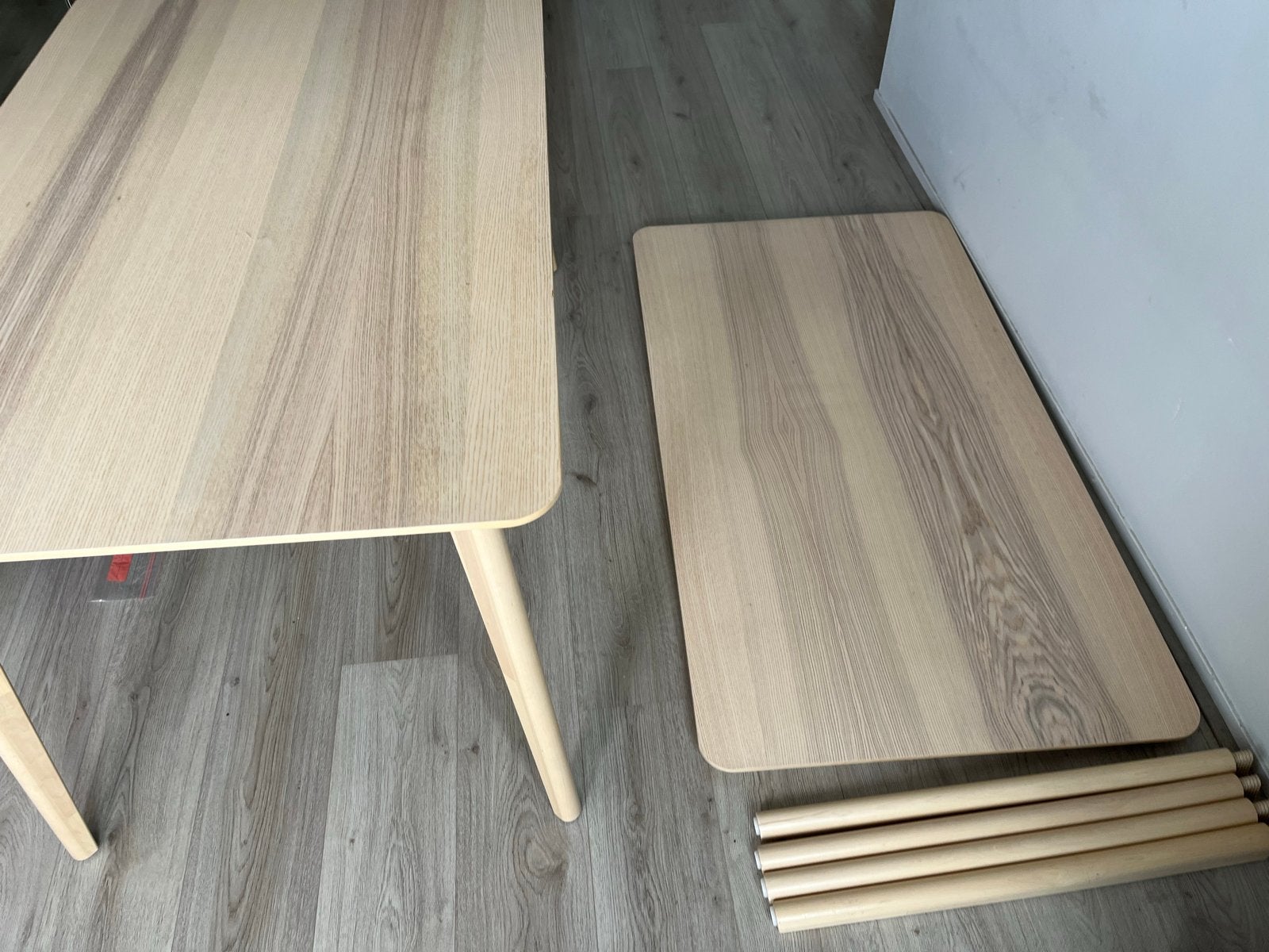 IKEA LISABO Tafel, essenfineer, 140x78 cm, Ophalen, 100 tot 150 cm, 50 tot 100 cm, Zo goed als nieuw