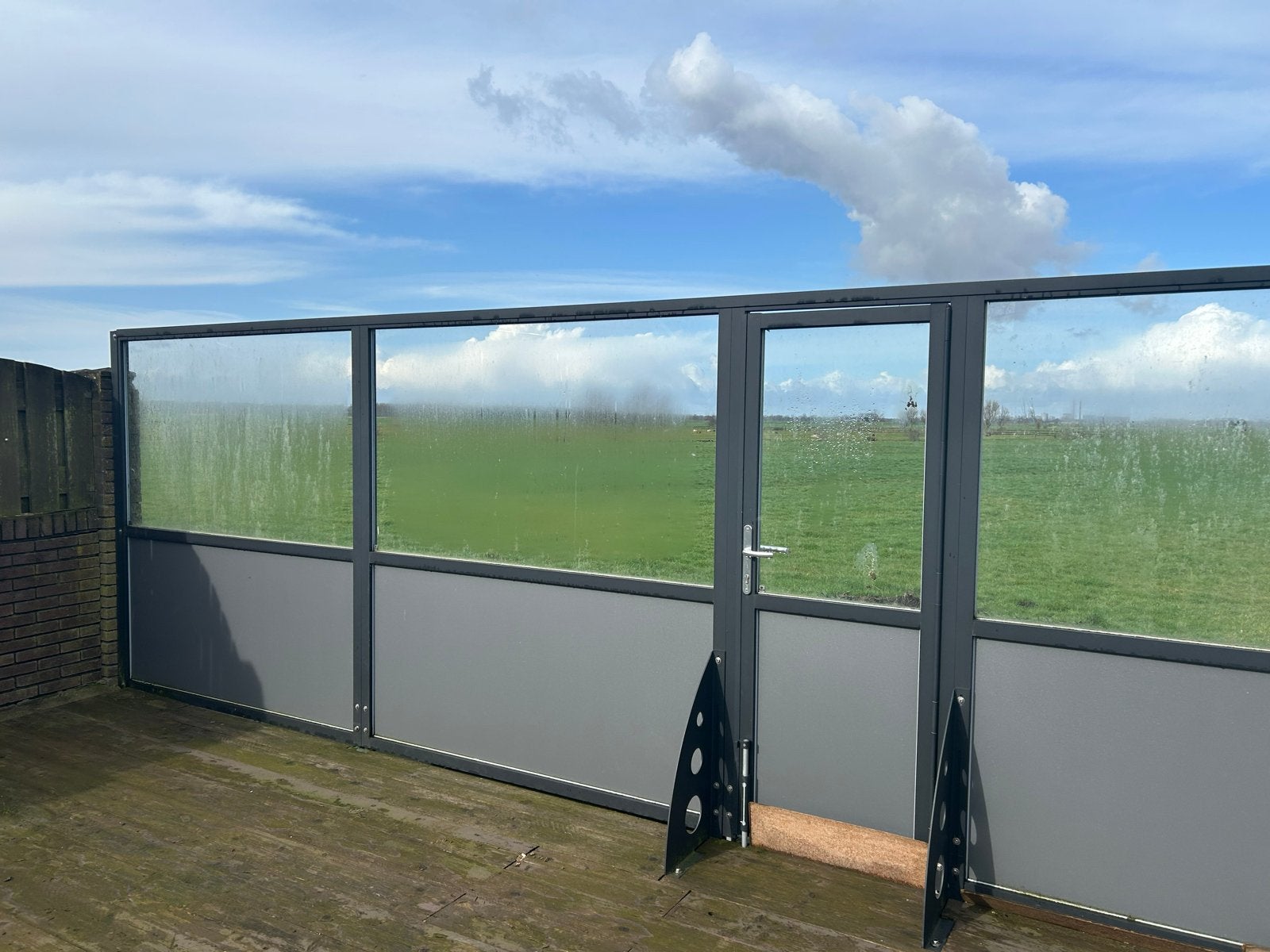 Glazen windscherm  - Aluminium frame, Ophalen, Gebruikt, Aluminium, 200 cm of meer