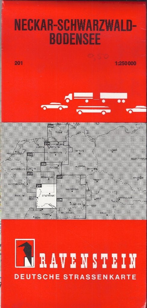 Pl196 plattegrond neckar - schwarzwald - bodensee, Gelezen, 2000 tot heden, Ophalen of Verzenden, Landkaart