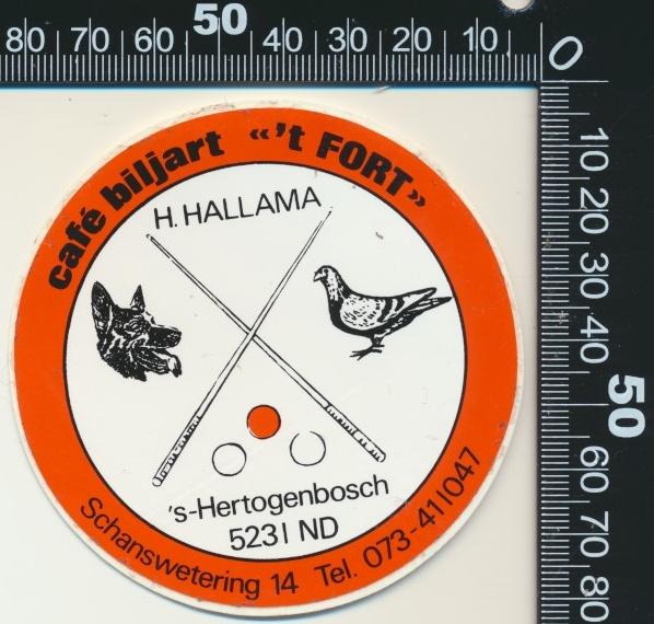 Sticker: Cafe Biljart Het Fort - sHertogenbosch, Ophalen of Verzenden, Zo goed als nieuw, Bedrijf of Vereniging