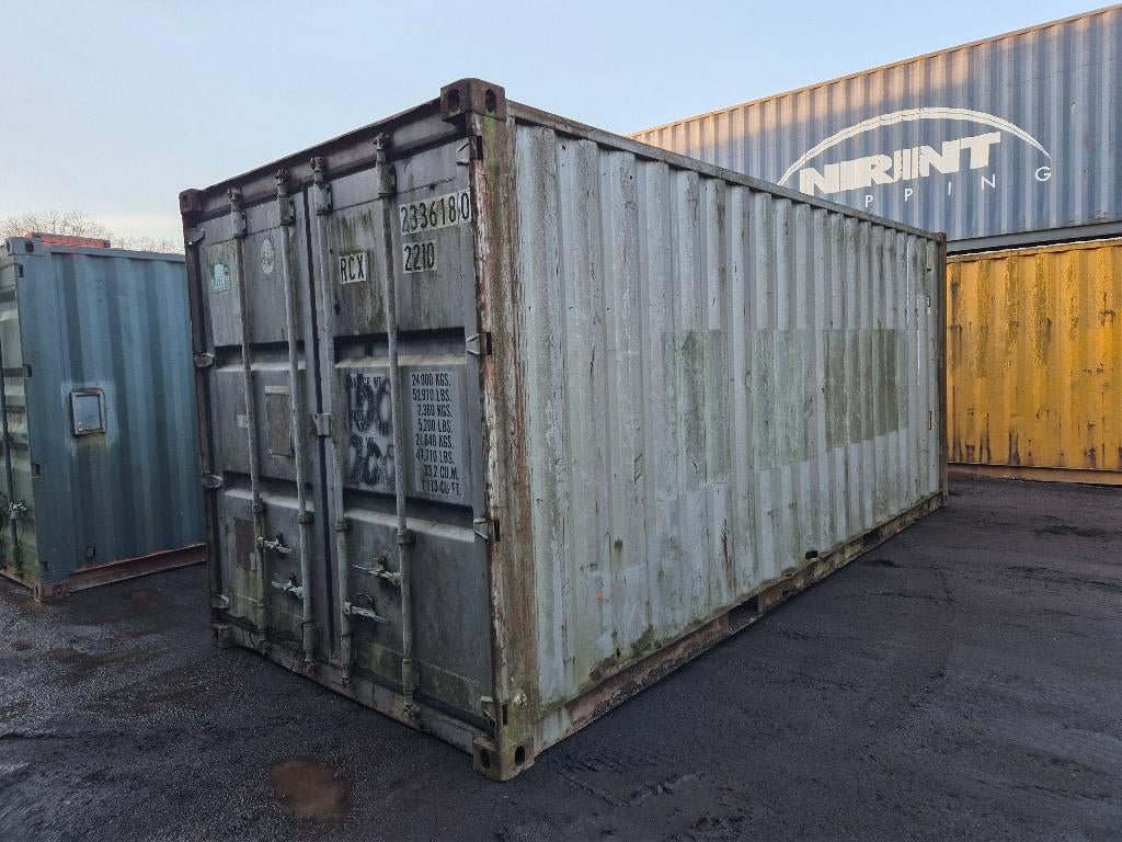 20ft zeecontainer, bouwcontainer met stellingen, Ophalen of Verzenden