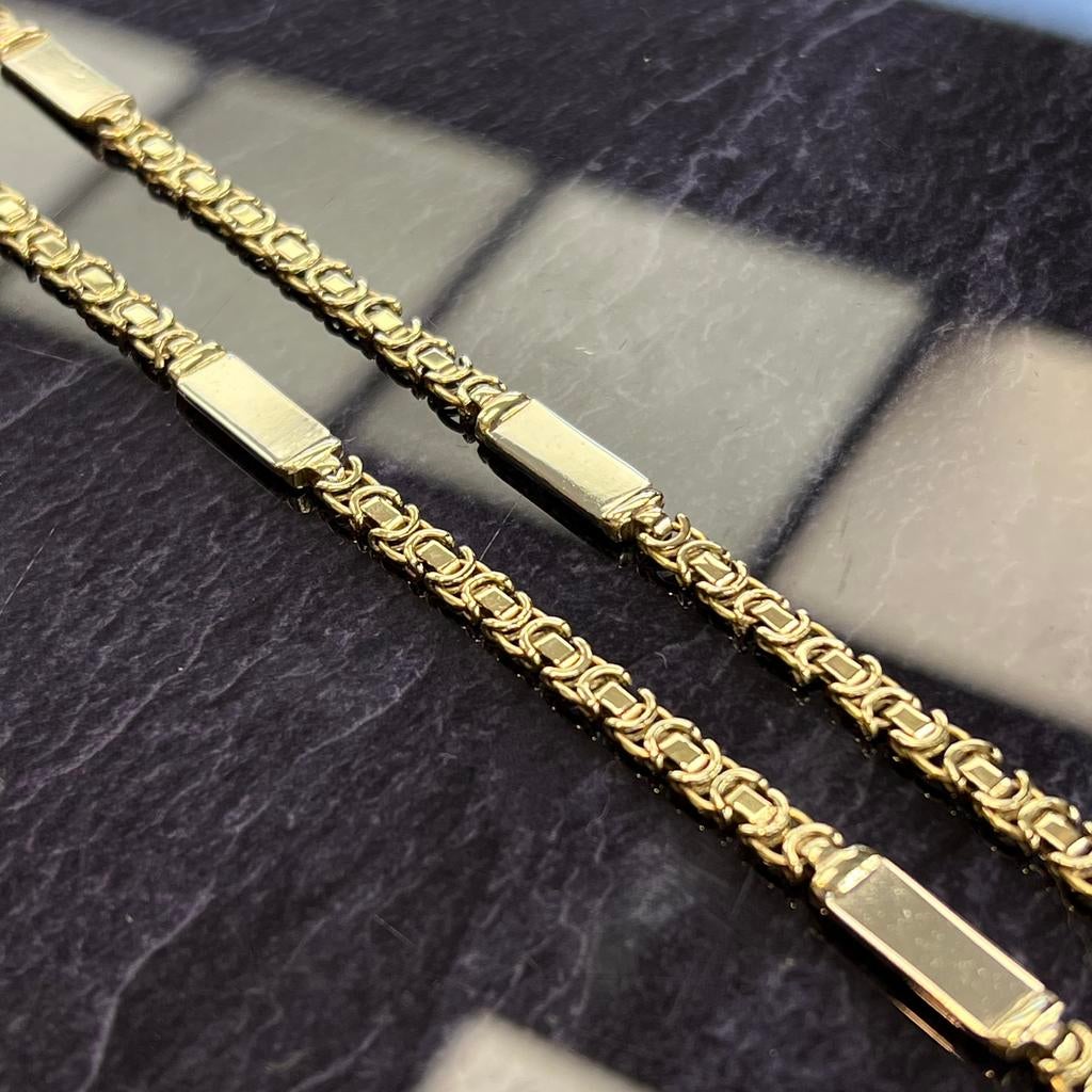 14k gouden ketting massief platte koningsketting, Ophalen of Verzenden, Nieuw, Goud