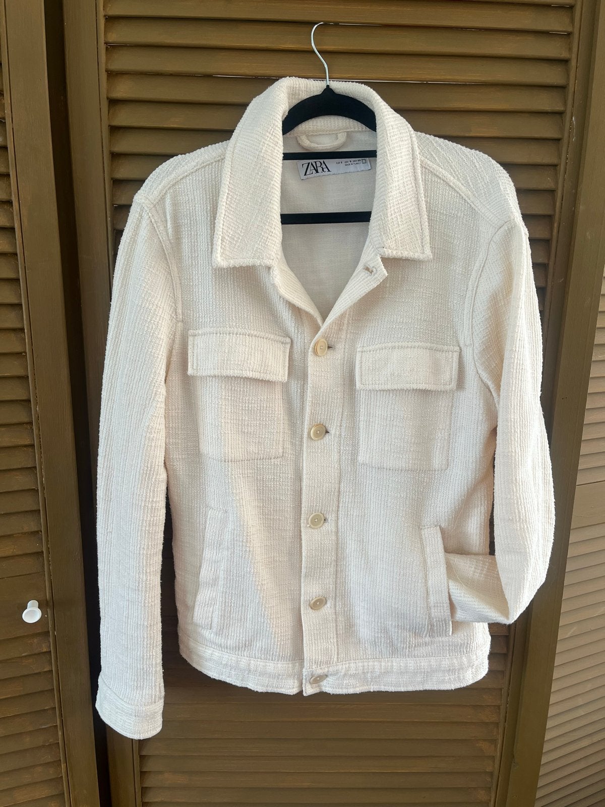Zara Crinkle Shacket Ecru Maat S, Ophalen of Verzenden, Zo goed als nieuw, Maat 46 (S) of kleiner, Wit
