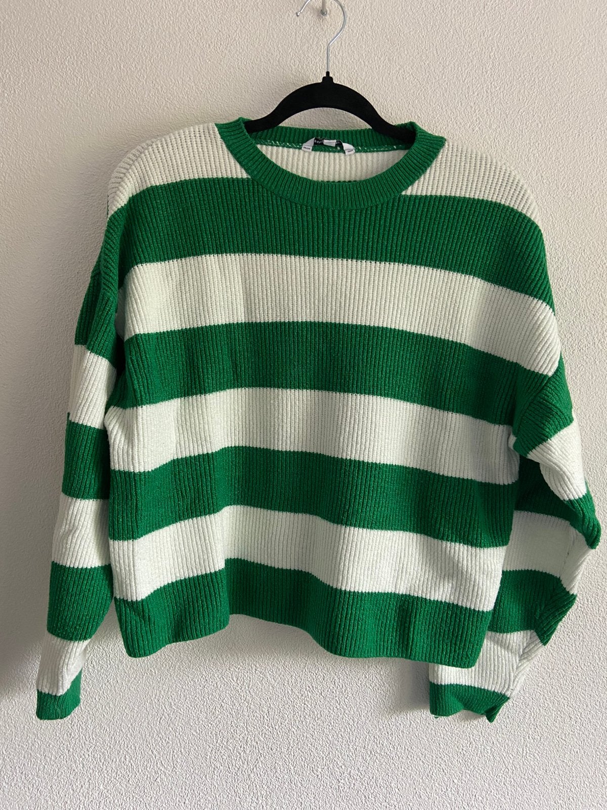 Groen wit streep trui, Verzenden, Zo goed als nieuw, Maat 42/44 (L), Groen